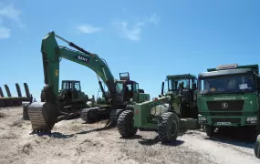 Digging equipment used to construct a 700-km barrier on Kenya's border with Somalia. The government says the wall will prevent incursions by al-Shabab.