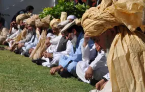 Elders from the Dawar tribe meet in the Pakistan town of Mir Ali, North Waziristan, to discuss a security agreement that would require them to oppose anti-government militants