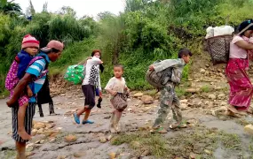 Civilians in Kachin state fled their village of Lawt Kawng during flighting between the Myanmar military and the Kachin Independence Army on 22 July 2015