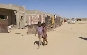 The so-called "Chinese Camp" for IDPs and migrants in southwestern Libya near the town of Ghat. Many residents were displaced by the violence in Ubari. They have received no aid.