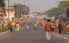 No cars allowed on roads of Brazzaville, Republic of Congo during elections, to discourage people from trying to reach voting sites in other districts in effort to vote multiple times (taken June 2002)