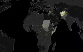 map of world with coloured dots