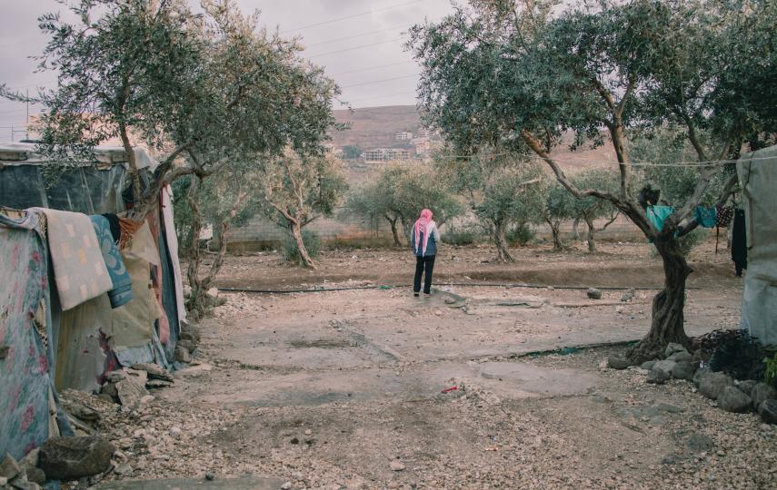 An informal camp for Syrian refugees that is home to around 60 families in Halba, northern Lebanon, pictured on 25 November 2021.