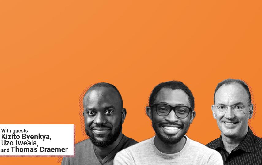 podcast cover with portrait of all the interviewees