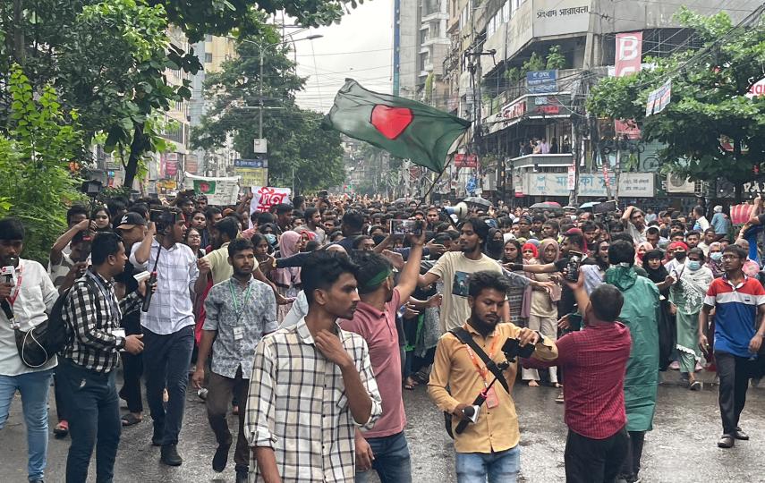 People protesting in Bangladesh.