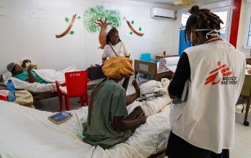 Women being treated at MSF's hospital in the Tabarre neighbourhood of Port-au-Prince during a wave of violence in the capital in March 2024.