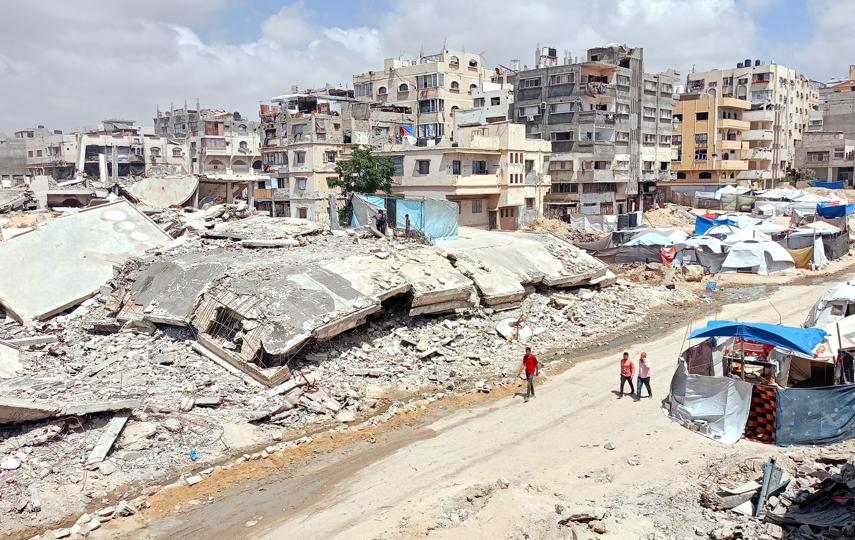 The area of Gaza City where Rasha Abou Jalal and her family are now living after being forcibly displaced for the eleventh time.