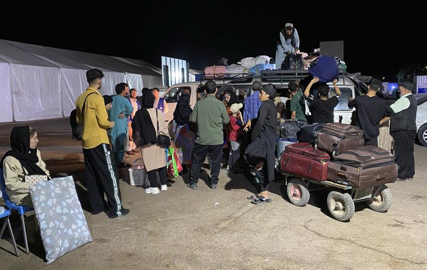 A minivan is loaded up in July by deportees inside a centre for processing returnees near the Islam Qala border crossing in Afghanistan’s western province of Herat.