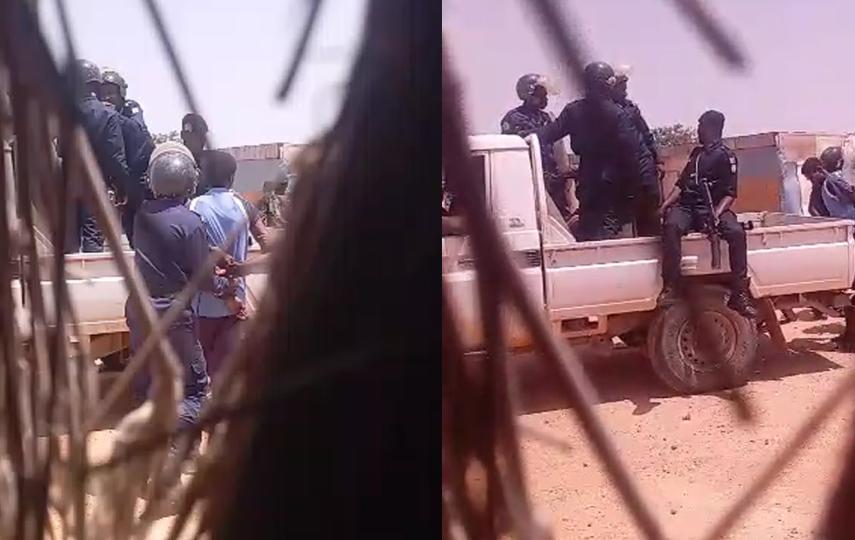 Screenshot of a video showing Nigerien security forces arresting a Sudanese refugee involved in organising ongoing protests in a refugee camp in Agadez, Niger on 21 August.