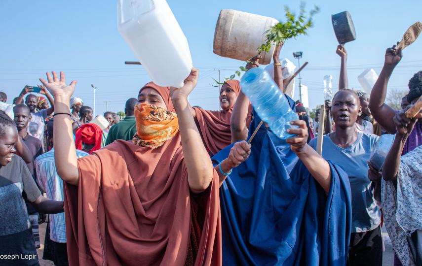 Kakuma camp residents demonstrate against ration cuts earlier this year.