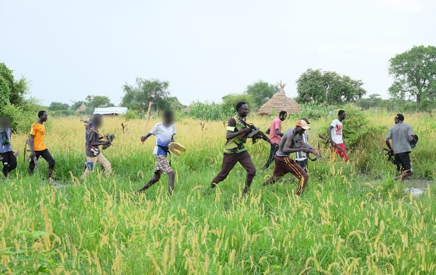 White Army fighters train in Ayod county, Jonglei state, on 28 July 2025.