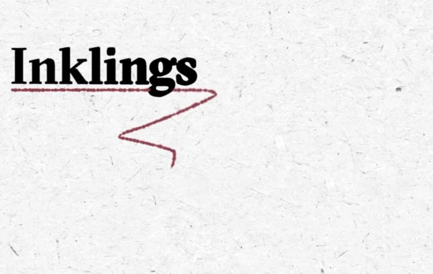 The word "Inklings" drawn onto a paper background