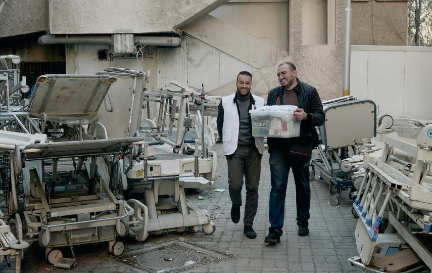 Syrian mental health workers at one of the newly-opened MSF clinics for former prisoners at a Damascus hospital.
