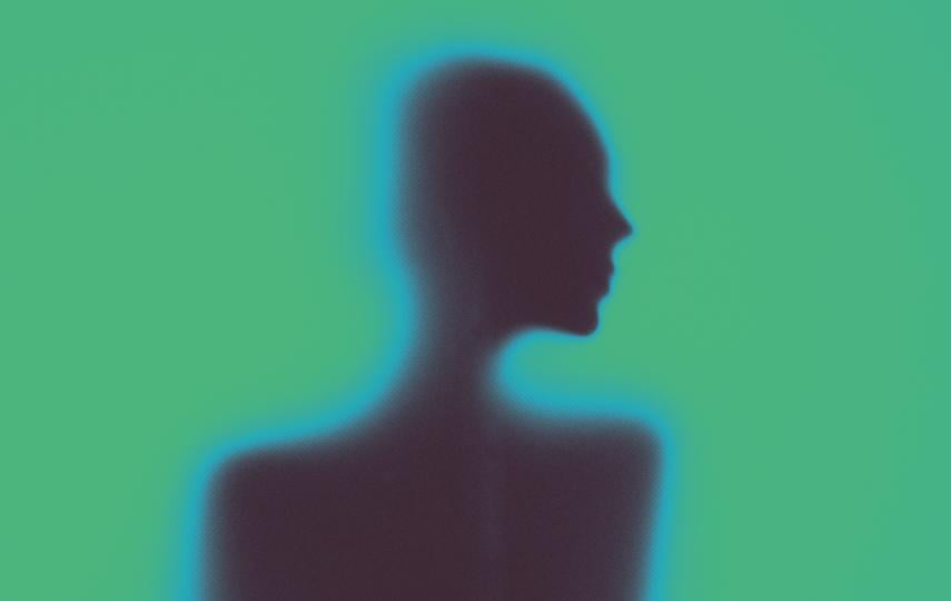 Stylised image with gradient filter showing the shadow/silhouette of a person.