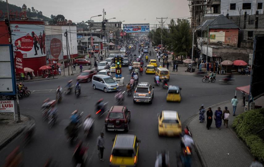 Vehicles drive along a road in Goma, North Kivu Province, eastern Democratic Republic of Congo, September 6, 2025.