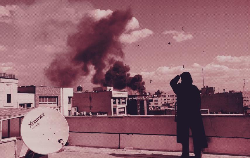 A stylised image of a photo showing how smoke rises following an explosion, after Israel and the U.S. launched strikes on Iran, in Tehran, Iran, 1 March 2026.