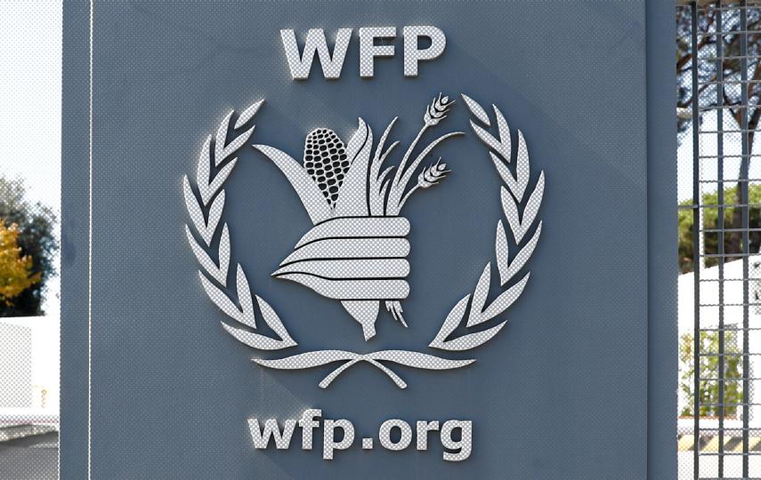 A stylised image of a photo showing the logo of the World Food Program is seen at their headquarters in Rome, Italy October 9, 2020. 