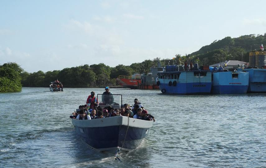 A boat bound for Colombia with Venezuelan migrants leaves the port of Miramar as several migrants return to Venezuela following deportation, failed attempts to enter the United States amid tougher migration policies, or self‑deportation, amid renewed hopes of returning home following the U.S. capture of Nicolas Maduro and prospects for democratic elections and economic recovery, in Miramar, Panama, January 14, 2026.