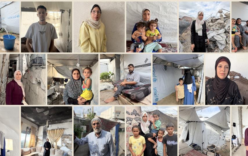 Collage of people living in Palestine.