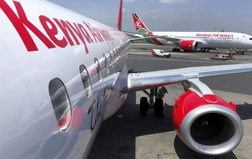 Kenya Airways planes parked at the Jomo Kenyatta International Airport near Nairobi, Kenya.