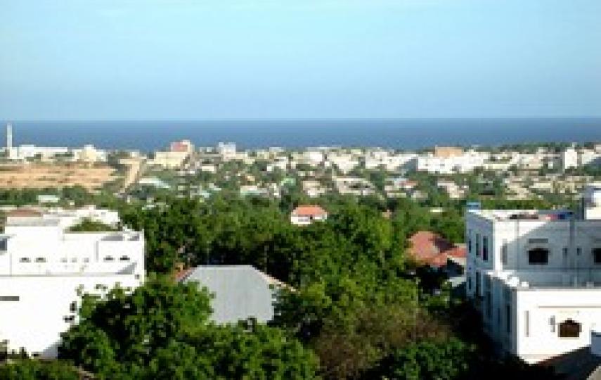 The Mogadishu skyline is so serene that it creates the impression that all is well in the capital, Somalia, 20 June 2006. The effective absence of government yields free trade without taxes or regulatory expenditures, making business relatively inexpensiv