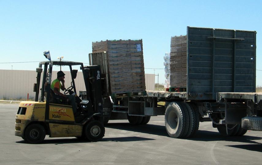 Cheese being brought into Gaza at the Kerem Shalom Crossing.