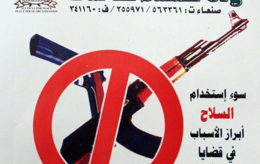 Thousands of posters are distributed among citizens to raise awareness of the danger of arms.