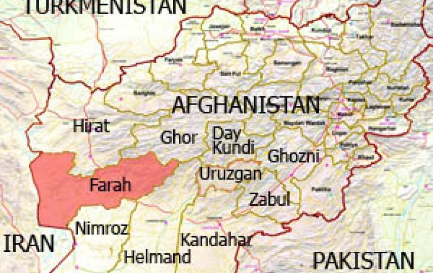 A map of Afghanistan highlighting Farah Province.