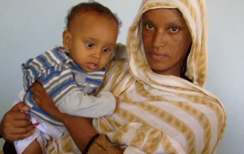 Genet Mengesha, with her daughter Sabirina, in Bosasso.