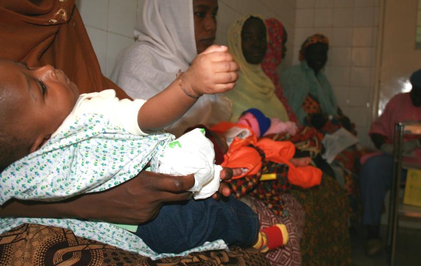 Mothers and children at the Gazouby maternal health hospital in Niamey. These are the lucky ones - most mothers in Niger will never see the inside of a health centre or hospital.