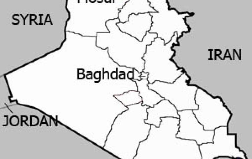 A map of Iraq highlighting Mosul city in Ninawa governorate.