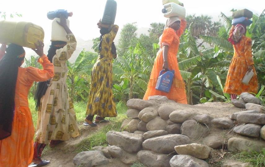 Women spend hours bringing water to their homes.