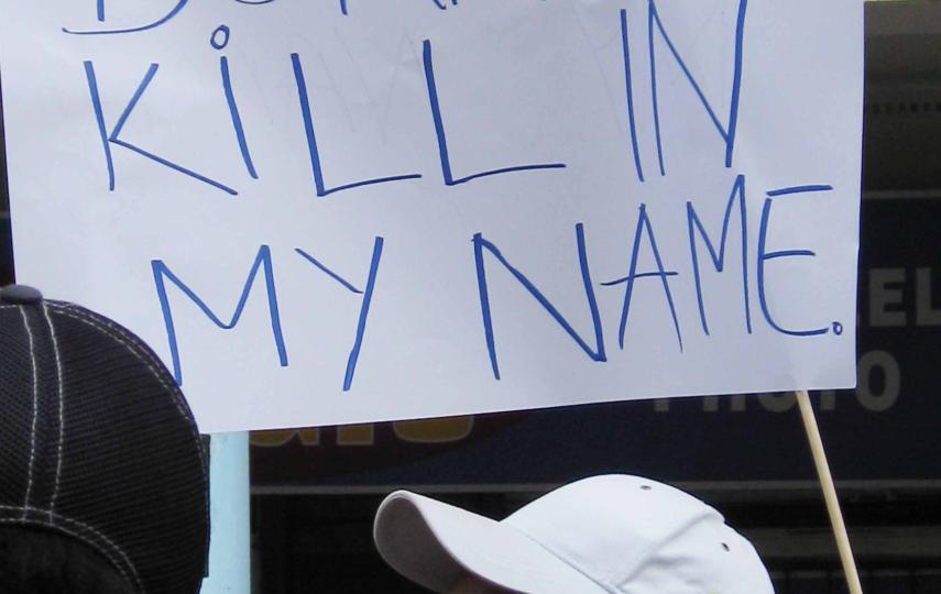 A woman marches against xenophobic attacks in South Africa.