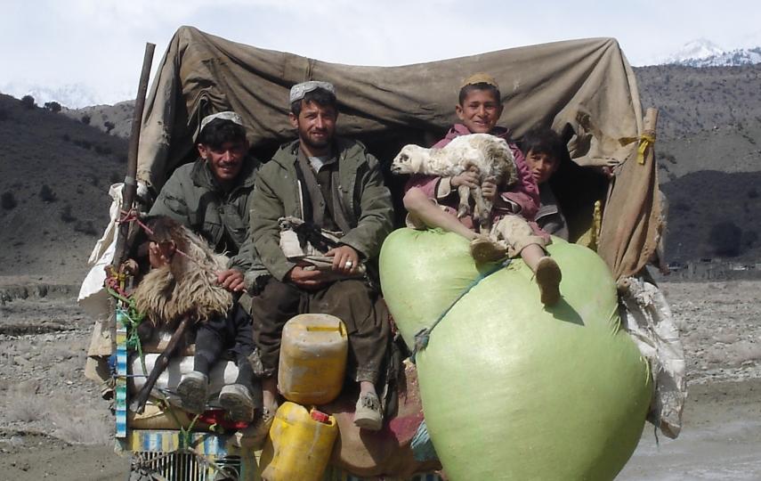 A displaced family in southern Helmand Province in May 2008.