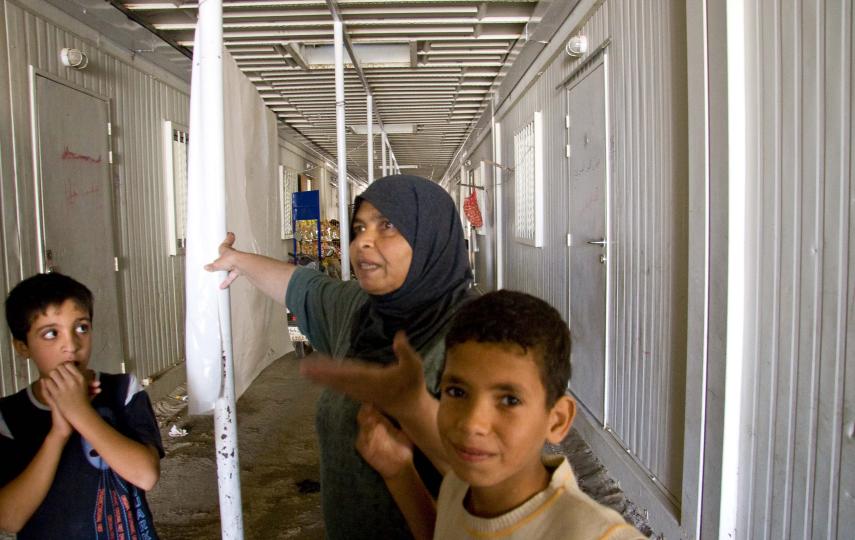 Hyat Jundi lives with her four children and husband in one of the units. They rely on UNRWA food aid, but the agency has warned without immediate emergency funds it will be forced to cease such support by the end of October.