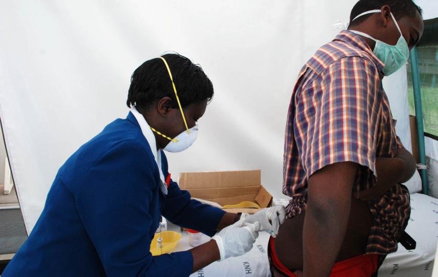 A TB  patient  being treated by a nurse in Kenyatta Hospital,  Nairobi, Kenya, October 2008.  Multi-drug resistant Tuberculosis is a growing problem.