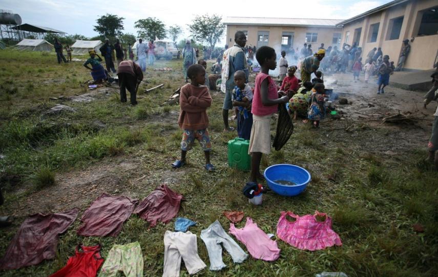 A temporary refugee camp in Ishasha town in western Uganda. Thousands of refuges have fled violence in eastern DRC; an estimated 7,000 have crossed into Uganda