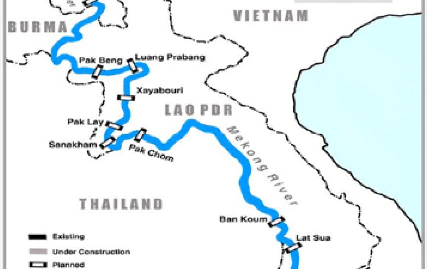 Map showing the flow of the Mekong river
