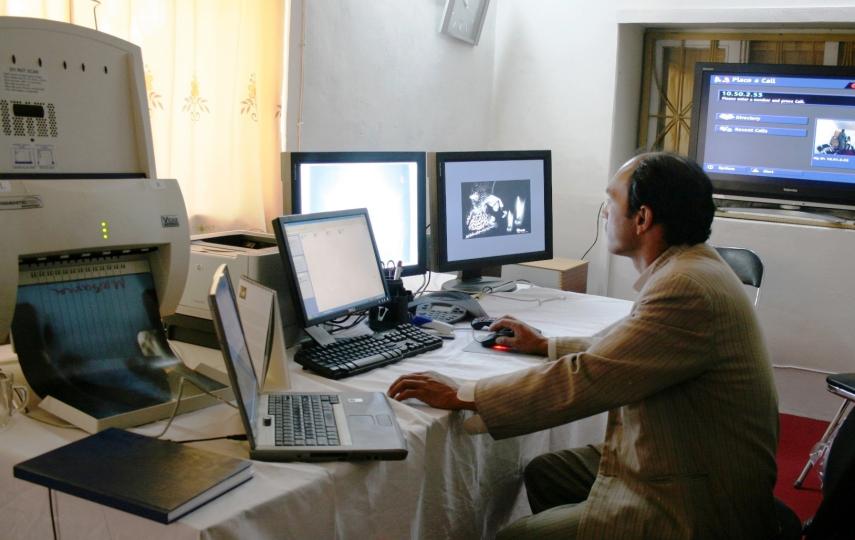 The telemedicine project links up Bayman hospital with a hospital in Kabul for diagnosis and training purposes