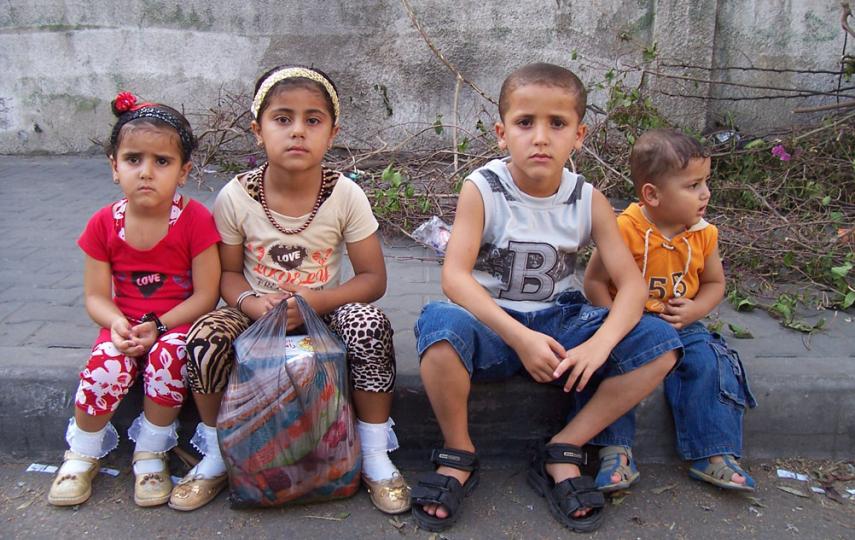 Children waiting for their mother outside As-Shifa, Gaza’s primary hospital, where an average of 1,200 babies are delivered per month