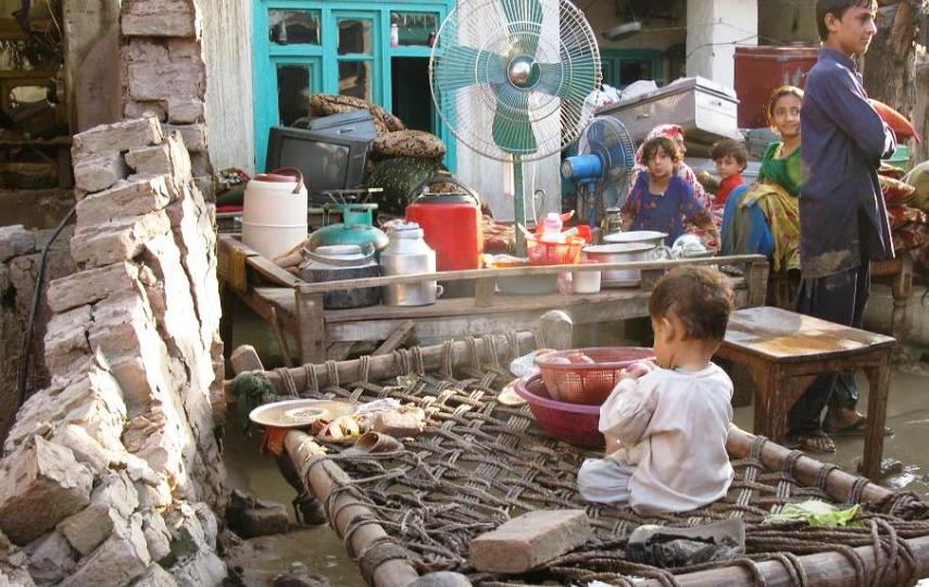 A flood-affected family in eastern Afghanistan