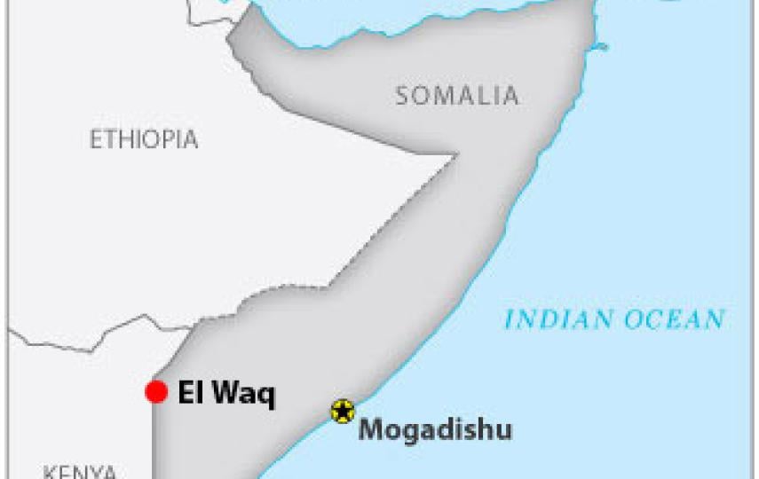 Map of Somalia showing El Waq