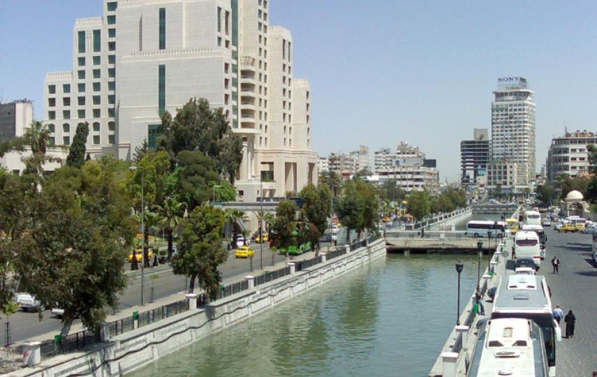 The Barada river, shown here in Damascus, is the only notable river flowing entirely within Syrian territory. The city's water supplies are under huge strain