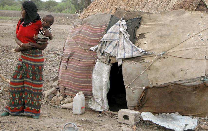An Afar woman outside her ari