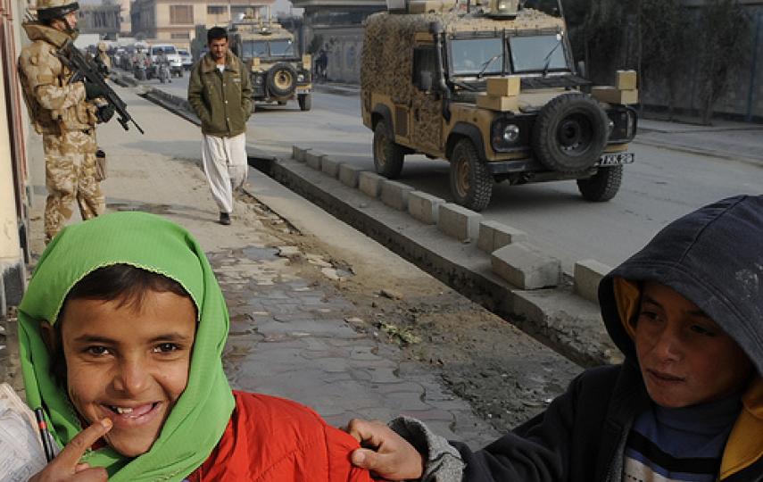 A NATO armoured vehicle in Kabul city