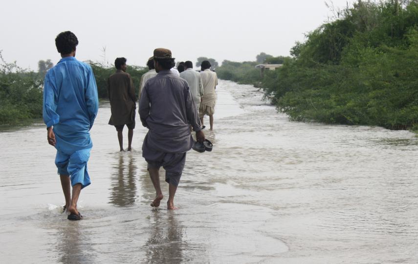 A flooded Thatta suburb, Pakistan