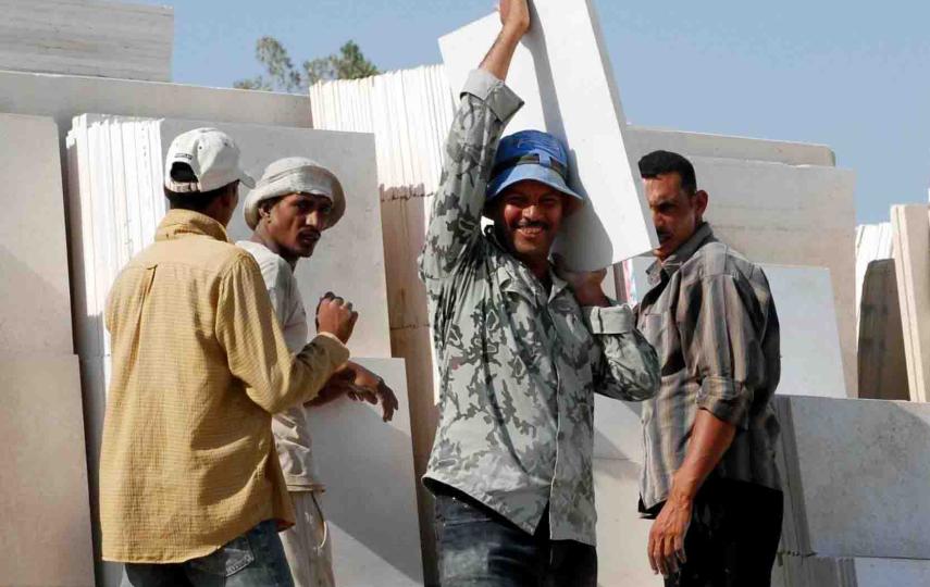 Construction workers in Egypt. Those returning from Libya are finding it difficult to get employed