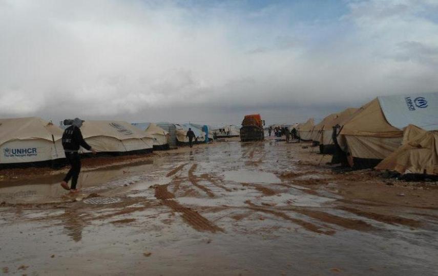 Some 300 Syrian refugees had to leave their tents after heavyfall in northern Jordan's Za'atari camp