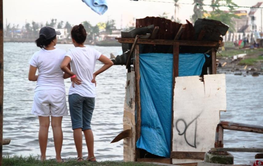 A makeshift latrine outside an evacuation centre in Tacloban. Heath authorities cite an increase in levels of open defecation in the aftermath of Typhoon Haiyan on 8 November 2013, which left more than 4 million displaced