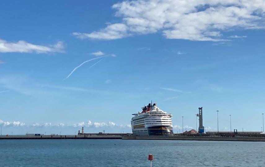 A ferry at the seaport in Dover, UK where journalist Katy Fallon learned to love the sea vacationing as a child and later came to see it through the eyes of asylum seekers in northern France who risk their lives to cross the English Channel. July 2021.